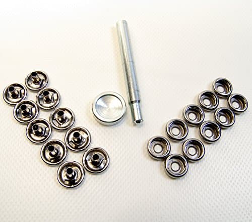 Stainless Steel Snap Cap with 1/4" Long Post for Thick Fabric or Carpet, 3/8" Socket & Snap Setting Tool