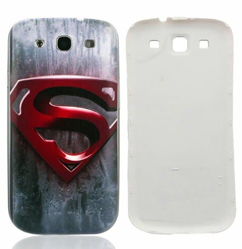 Newlifestart S3 i9300 Red Superman S Pattern Replacement Battery Cover Plastic Back Housing Door for Samsung Galaxy Siii S3 I9300
