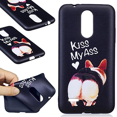 LG K8 2017 Case, Embossed 3D Art Print Soft Rubber Gel Bumper Flexible TPU Shock-Absorption Slim Fit Thin Cover Case for LG K8 2017/Aristo/Fortune/Phoenix 3/Risio 2/Lv3 ( Color : Kiss my ass )