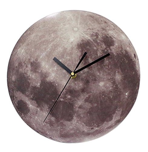 JustNile Creative Decorative Frameless Quartz Movement Acrylic Wall Clock - Dreamy Brown Round Moon