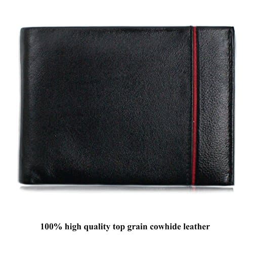 Men RFID Genuine Leather Wallet| Bifold Wallet| Leather RFID Blocking Wallet & Non-RFID wallet| Best Gift (RFID -Black)