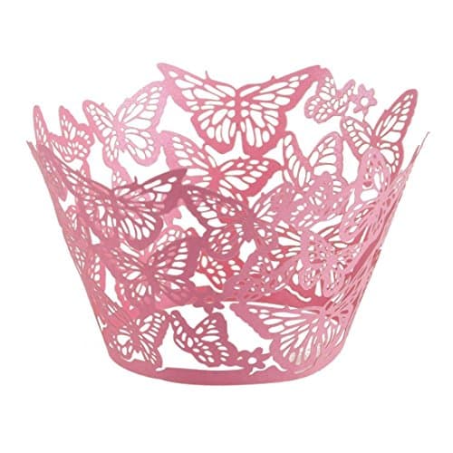 50pcs Pink Butterfly Muffin Cup Cake Wrapper Case Wedding Baby Shower Liner