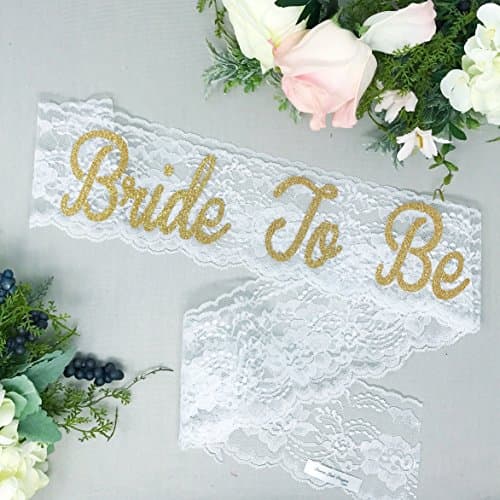 White & Gold Lace Bachelorette Sash