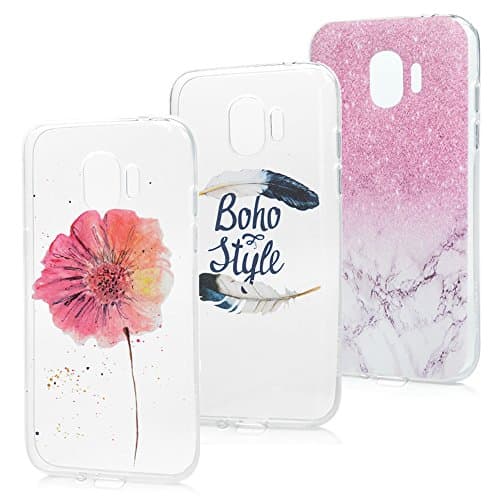 3x Case Galaxy Grand Prime Pro 2018 / J2 Pro 2018, Beaulife Transparent Cover TPU Silicon Rubber Lightweight Ultra-Thin Flexible Shockproof Anti-Scratch Waterproof Creative Pattern Bumper Elastic Gel Protective Shell for Samsung Galaxy Grand Prime Pro 2018 / J2 Pro 2018 - Dream + Marble + Flower Sensor