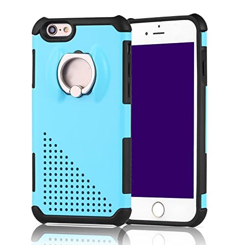iPhone 6/6s Case, QYBK Dual Layer Shockproof Impact Protection Case with 360 Degree Rotating Ring Grip Holder Kickstand