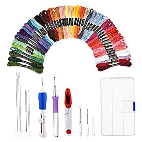 efsdhg Kit Embroidery Including Magic Feather Embroidery Circles Bamboo Needle Punch Embroidery 50 Colors Embroidery Threads Sewing Needles Punch Art Pen Tool Set For A Beginner