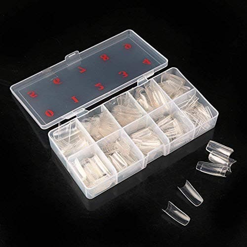 500pcs Lady French Acrylic Style Artificial False Nails Half Tips & Box (Clear)