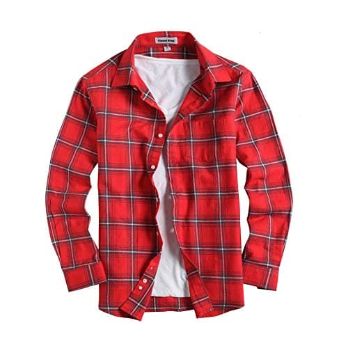 Men's Casual Button Down Shirts Long Sleeve Regular Fit Plaid Flannel Shirt