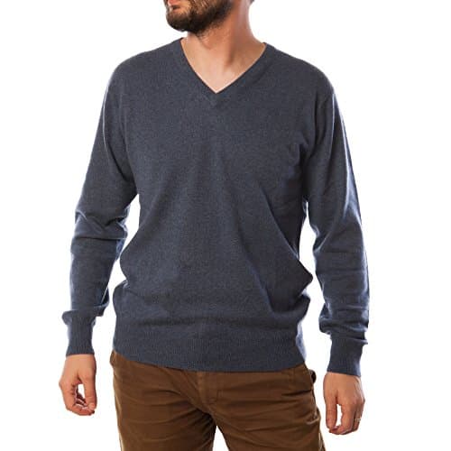 Dunedin 100% Cashmere Men's Single V Neck Plain Jumper