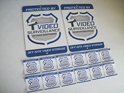 2 Video Surveillance Security System Yard Signs & 12 Window Stickers Stock # 715