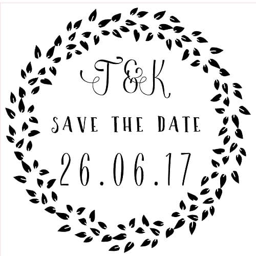 Personalised Laser Rubber Stamp - Save the Date: Scattered Leaves