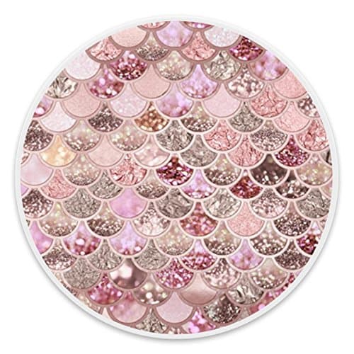 Custom Pop Grip Sockets, Expanding Cell Phone Stand Holder Pop Out Kickstand for Smartphones and Tablets - Rose Gold Blush Mermaid Scales Glitter Ombre White