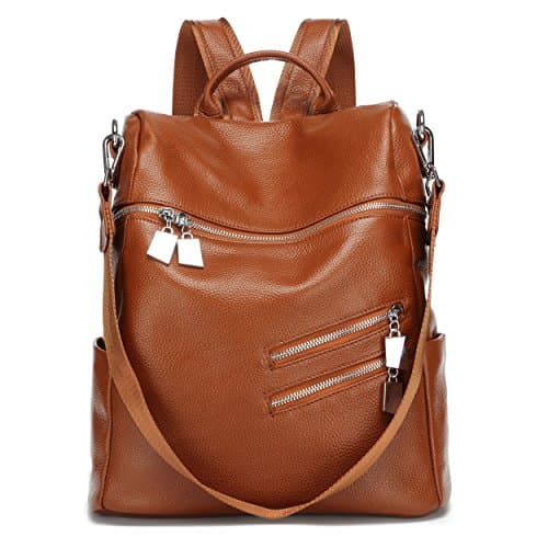 Women's Genuine Leather Antitheft Backpack Casual Shoulder Bag Purse