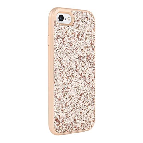 iPhone 8 Case Exposed Glitter Sparkle Jeweled Design Case Rose Gold