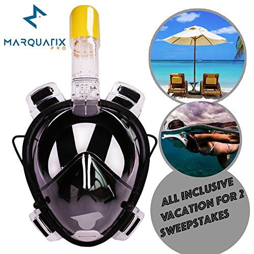 Marquatix Pro Full Face Mask for GoPro Panoramic Design. 180Ëš View Anti-Fog Anti-Leak Tubeless Technology Prevents Gag Reflex with Built-in Ear Plugs (Black, S/M)