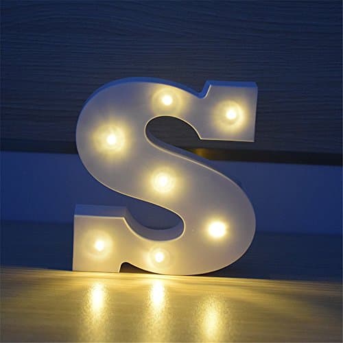Plastic LED Letter Household Decor Letter Up Height 15 cm/6 inch Alphabet Light Up Sign For Festival Party Wedding Holiday Home Bedroom Decor With 2 X AA Batteries Operated (Letter S)