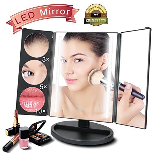 Lighted Vanity Tri-Fold Makeupmak Mirror,the Brightest and Most Natural daylight Led Mirror,10X/5X/3X/1X Magnifying Vanity Mirror for Males & Females on the Early Morning or Travel eup.