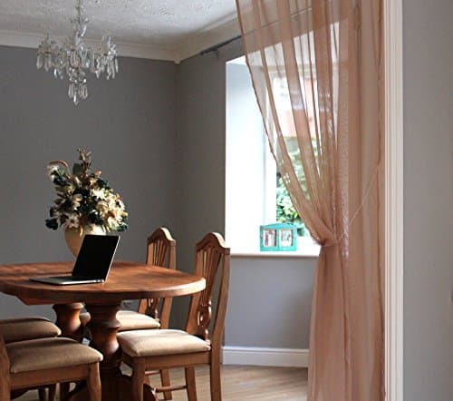 HWI Easy Slot Top Plain Voile Net Curtains Panel, 2 Drop Sizes: 48" or 90" (Sand Beige 59" x 90")