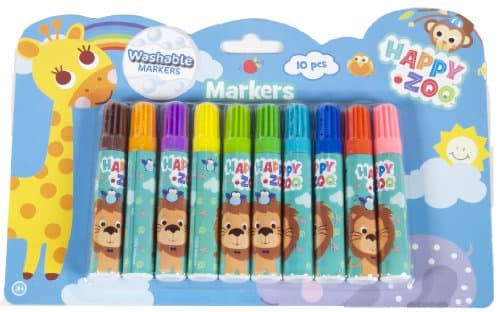 Happy Zoo C-HZ1402 Washable Markers, 10-Pack