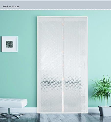 Magnetic screen door, Air conditioning Curtain Translucent Full frame velcro Mosquito curtain-White 80x200cm(31x79inch)