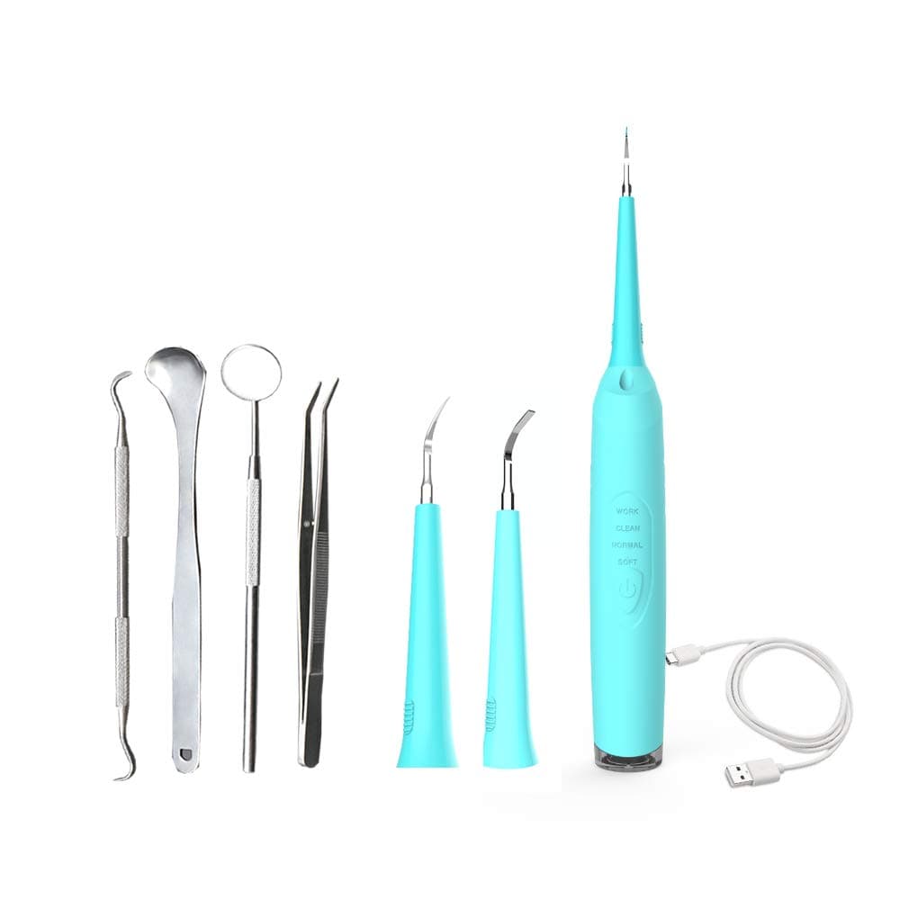 Colording Plaque Remover for Teeth - Electric Sonic Teeth Cleaning Tools Kit,Dental Calculus Remover Tooth Stains Tartar Remover Cleaner,Safe for Both Adult Kids-Green