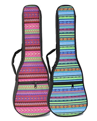 Ukuee Geometric Patterned Canvas Hawaiian Ukulele Bag Ukulele Case with 10MM Sponge Padding(Red,Concert)