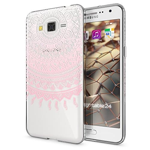 NALIA Case compatible with Samsung Galaxy Grand Prime, Pattern Design Smart-Phone Cover, Ultra-Thin Silicone Back Protector Soft Skin, Flexible Crystal Shock-Proof Bumper, Designs:Mandala Pink