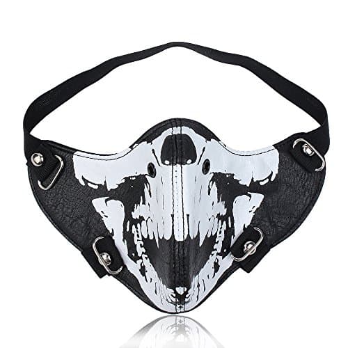 Black Leather Skull Glow in the Dark Half Face Biker Cosplay Motorcycle Mask
