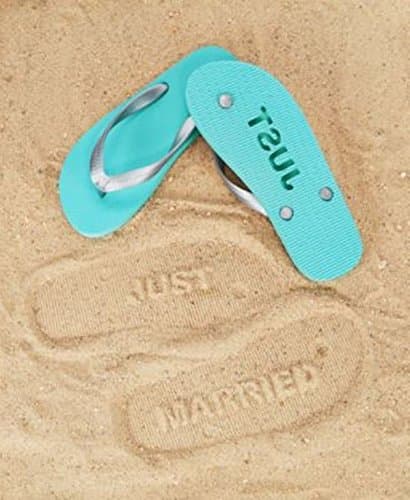 Just Married Teal Bridal Flip Flops Size 8-9 NEW