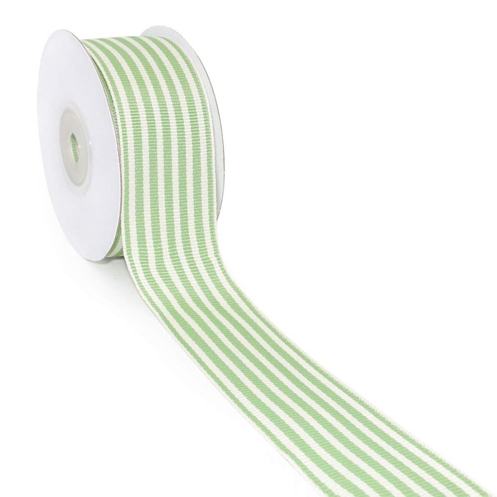 CT CRAFT LLC Woven Stripped Ribbon for Home Decor, Gift Wrapping, DIY Crafts, 33 mm x 10 Yards x 1 Roll, Sage