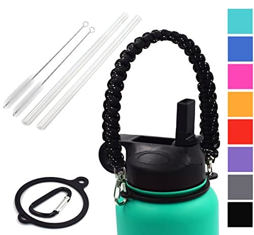 Vanteen Straw Lid with Handle for Hydro Flask Wide Mouth Sports Water Bottle (Black)