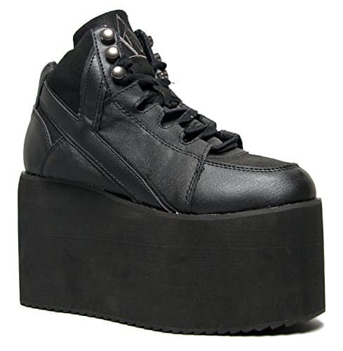 Y.R.U. Shoes QOZMO Lace Up High Flatform Platform Sneaker (11 B(M) US, Black)