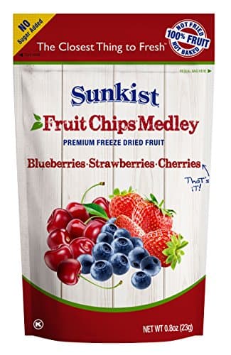 SUNKIST Fruit Chips Medley, Blueberries - Strawberries - Cherries 0.8 oz. (8 pack)