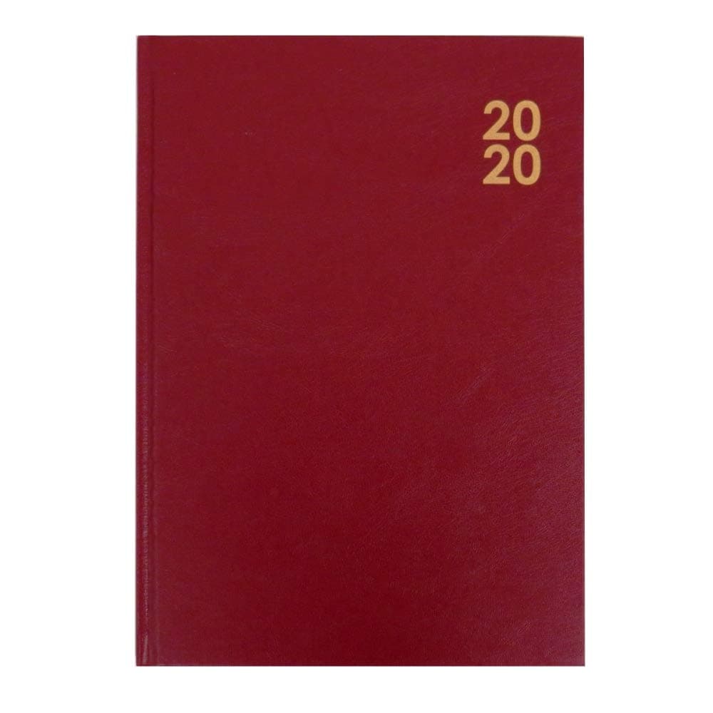 2020 A4 Hard Cover Diary, Day Per Page with Hour Appointments - Black, Dark Blue or Burgundy, Size 11.7" x 8.3" (Burgundy)