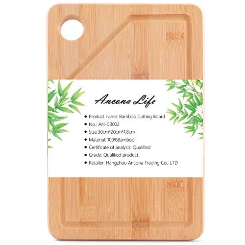 Ancona life Extra Large Bamboo Cutting Board - Thick Strong Bamboo Wood Cutting Board with Drip Groove by Premium Bamboo(11.8x7.9 -Inch)