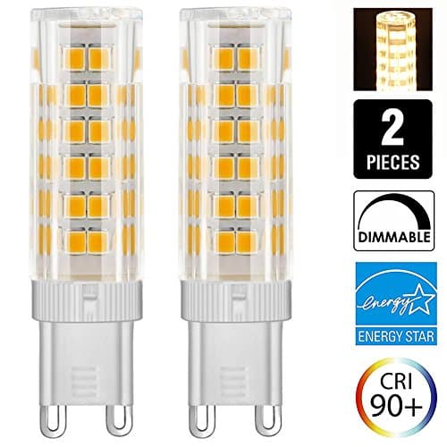 6W Dimmable G9 LED Light Bulb 50W JCD Halogen Bulbs Equivalent T3 T4 Omni-directional LED Bulb for Ceiling Fan, Indoor Decorative Lighting, Pack of 2 (6W, Warm White)