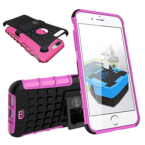 iPhone 8 Plus Case, iPhone 7/7S Plus Armor cases (7&8) Tough Rugged Shockproof Armorbox Dual Layer Hybrid Hard/Soft Slim Protective Case (5.5 inch) by Cable and Case - Pink Armor Case