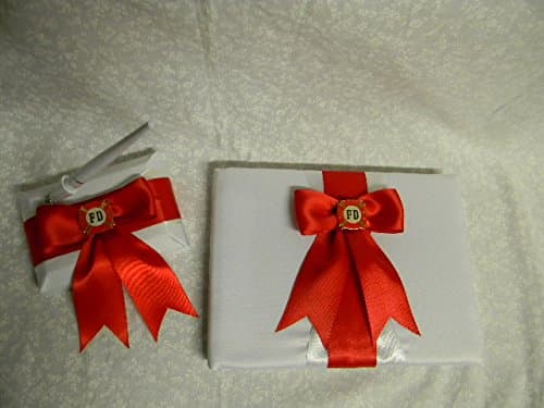Wedding Party Fireman Big Red Bow Guest Book Pen Set Awesome !