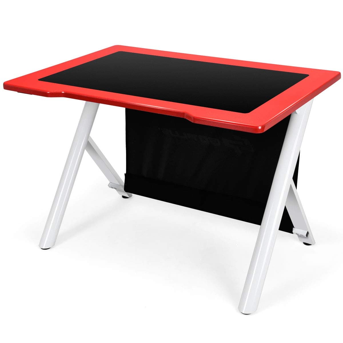 Giantex Gaming Desk, E-Sports Computer Desk Table with Large Ergonomic Surface and Heavy Duty Construction for Home or Office, Gaming PC Desk Table (Red & Black)