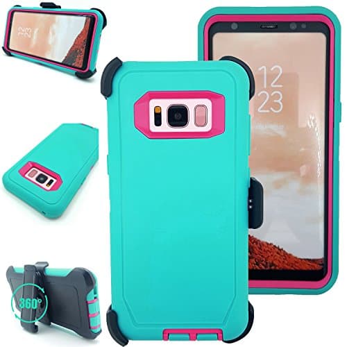 Galaxy S8 Plus Case with Kickstand,Vodico Heavy Duty Tough Armor Hybrid TPU Hard Bumper Stand Case with Belt Clip Holster Without Screen Protector for Samsung Galaxy S8+ Plus (Teal Rose)