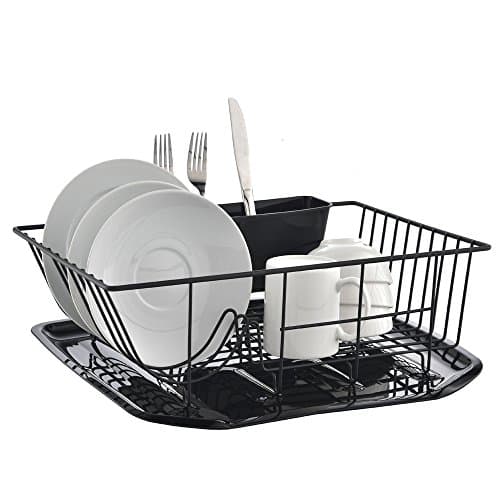 Commercial Steel Rust Proof Kitchen In Sink Side Draining Dish Drying Rack, Balck Dish Rack With Black Drainboard