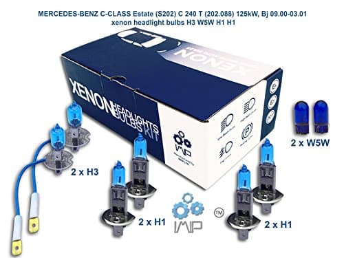 Genius Autoparts Bright Xenon Headlight Bulbs | Easy DIY Headlight Replacement Bulbs Kit, Pairs H3 H1 H1 | High and Low Beam Headlights | Fog Lights Plus Free Side Light Bulbs W5W,(Pack of 3+1)