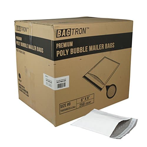 Bagtron Size 0 Poly Bubble Mailer Bags 6" x 9" Shipping Envelopes Grey 2.35mil, 50bags