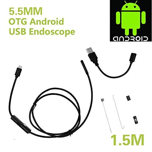 Fastle 2.0 Megapixel CMOS HD USB Endoscope 5.5mm Inspection Camera Endoscope Waterproof Handheld Borescope Digital Inspection Camera Snake Tube Camera(1.5 M Cable)