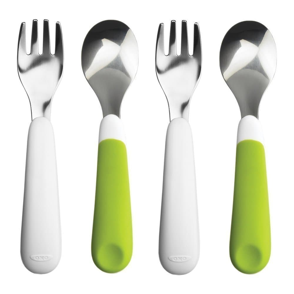 OXO Tot Fork and Spoon Set, Green, 2 Pack