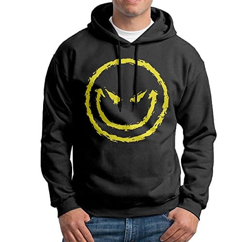 ChenXA Men's Evil Snikey Face Long Sleeve Pullover Hooded Sweatshirt Black Size XXL