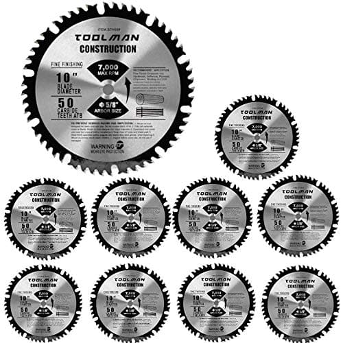 Toolman Blade Circular Saw Blade 10" 5/8" 1 pc 40T/50T/80T/180T Table Combination Carbide Tipped (10, 50T)