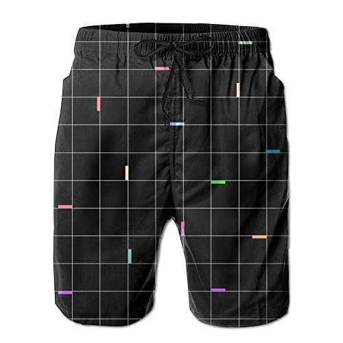 Vdha Summer Mens Board Short Black Plaid Pattern Elastic Waist With Pockets Swimwear Casual Shorts Boys Beach Boardshort XL
