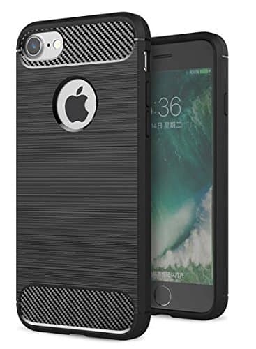 iPhone 6 Case,JIUSHIWO Soft Silicon Luxury Brushed Case with Texture Carbon Fiber Design Protection Cover for Apple iPhone 6 Smartphone (Black)