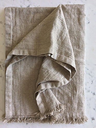 100% Natural Flax Linen Throw Blanket - Herringbone Weave - 54 x 75 inches (Herringbone plain)